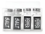 Set X4 Pimentero y Salero Vidrio Tapa Acero 9cm Dunia Transparente/Negro