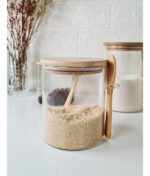 Frasco Hermético Bambú Otten Vidrio Con Tapa y Cuchara 850ml Marrón Claro - Imagen 3