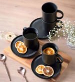 Set x4 Tazas y Plato 330 Ml Porto Brasil Hygge Coup Color Negro - Imagen 3