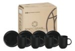 Set x4 Tazas y Plato 330 Ml Porto Brasil Hygge Coup Color Negro