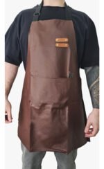 Delantal De Cocina Parrillero Gastronómico C/ Bolsillo Otten - Marrón - Cuero - Imagen 4