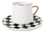 Set X 6 Taza De Café C/ Plato Cerámica Otten 110 Ml Lw-250-3 Cuadros - Imagen 2