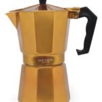 Cafetera Manual De Aluminio Italiana 12 Tazas 600 Ml Otten Color Bronce