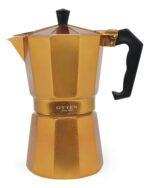 Cafetera Manual De Aluminio Italiana 12 Tazas 600 Ml Otten Color Bronce