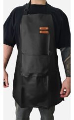 Delantal De Cocina Parrillero Gastronómico C/ Bolsillo Otten Negro/Cuero - Imagen 2