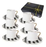Set X 6 Taza De Café C/ Plato Cerámica Otten 110 Ml Lw-250-3 Cuadros