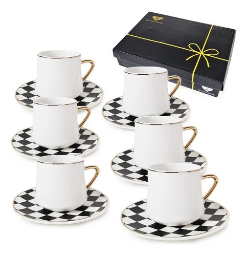 D_773295-MLA90044781085_082025-O Set X 6 Taza De Café C/ Plato Cerámica Otten 110 Ml Lw-250-3 Cuadros - Imagen 1