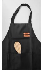 Delantal De Cocina Parrillero Gastronómico C/ Bolsillo Otten Negro/Cuero - Imagen 7