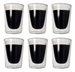 X 6 Vaso Pocillo Café Vidrio Doble 300 Ml Color Transparente
