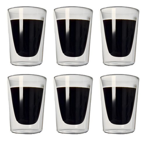D_866035-MLA95558647675_102025-O X 6 Vaso Pocillo Café Vidrio Doble 300 Ml Color Transparente - Imagen 1