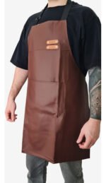 Delantal De Cocina Parrillero Gastronómico C/ Bolsillo Otten - Marrón - Cuero - Imagen 3