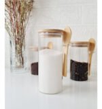 Frasco Hermético Vidrio Con Tapa Cuchara Bambú Otten 450 Ml - Imagen 3