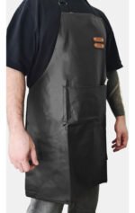 Delantal De Cocina Parrillero Gastronómico C/ Bolsillo Otten Negro/Cuero - Imagen 3