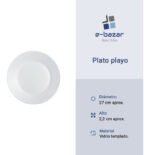 Set X 24 Plato Playo Vidrio Templado Arcoroc Stairo 27 Cm Blanco - Imagen 4