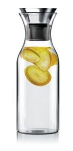 Jarra Botella Vidrio Con Tapa De Acero Inox Agua 1l Moderna
