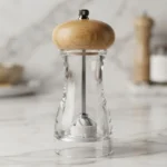 Molinillo Pimentero De Acrílico Con Tapa De Madera 16 Cm - Imagen 2