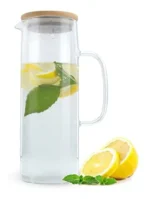 Jarra Con Asa De Vidrio Tapa Bambu 1300 Ml - Imagen 4