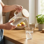 Jarra Con Asa De Vidrio Tapa Bambu 1300 Ml - Imagen 2