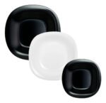 Set X 18 Juego Vajilla Vidrio White & Black Luminarc Carine N1479 Negro/blanco - Imagen 3