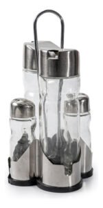 Set X 4 Aceitero Vinagrero Condimentero Vidrio Con Base Color Transparente