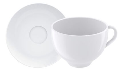 Taza C/ Plato Té Porcelana Tramontina Maria Augusta 250ml Blanco