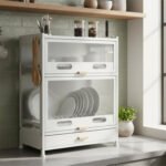 Rack Secaplato Organizador Cocina Con Cajón Y 2 Puerta Otten Blanco