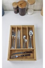 Cubiertero Extensible 7 Compartimientos Madera Bambu Otten - Marrón Claro - Imagen 8