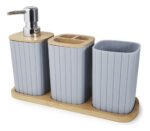 Set X 7 Piezas Accesorios Para Baño Bambu Otten Gris - Imagen 2