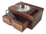 Cenicero Madera Cortador De Puros Y Cajón Otten Marrón Oscuro