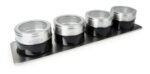 Set X 4 Especieros Condimenteros Imantados Con Base Acero Plateado/negro