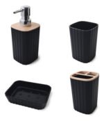 Set X 4 Piezas Accesorios Para Baño Plástico Otten Negro / Camel - Imagen 2