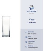 Set X 12 Vaso Templado Arcoroc Impression Elegance 360 Ml Transparente - Imagen 4
