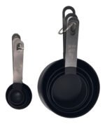 Juego Set X 8 Piezas Cucharas Y Tazas Medidoras Plastico Color Negro