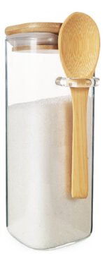 Frasco Hermético Cuadrado Tapa Cuchara Bambú Otten 1,35 Lts - Marrón Claro
