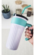 Vaso Térmico Acero C/ Manija Y Sorbete Otten 860 Ml Lila / Turquesa - Imagen 9