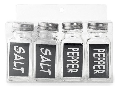 D_693946-MLA80685245446_112024-O Juego Set X 4 Pimentero Salero Vidrio Tapa Acero 9 Cm Color Transparente/negro - Imagen 1