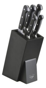 Set X 5 Cuchillos Acero Profesional Forjado C/ Taco Otten Negro