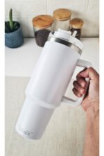 Vaso Térmico Acero C/ Manija Y Sorbete Otten 1 Lt Blanco - Imagen 10