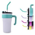 Vaso Térmico Acero C/ Manija Y Sorbete Otten 860 Ml Lila / Turquesa - Imagen 6