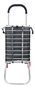 Carrito De Compras Metálico Reforzado Plegable Alto Otten - Gris Oscuro - Imagen 3