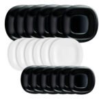Set X 18 Juego Vajilla Vidrio White & Black Luminarc Carine N1479 Negro/blanco - Imagen 2