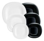 Set X 18 Juego Vajilla Vidrio White & Black Luminarc Carine Negro/blanco N1489 - Imagen 2