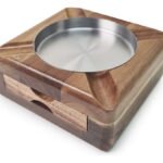 Cenicero Madera Acero Con Compartimento Otten Marrón