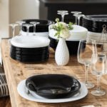 Set X 18 Juego Vajilla Vidrio White & Black Luminarc Carine Negro/blanco N1489 - Imagen 5