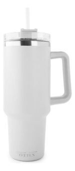 Vaso Térmico Acero C/ Manija Y Sorbete Otten 1 Lt Blanco