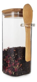 Frasco Hermético Cuadrado Tapa Cuchara Bambú Otten 390 Ml Marrón Claro