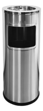 Cestos Tacho Basura C/ Cenicero Acero Inox Otten 30 Lts Plateado