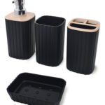 Set X 4 Piezas Accesorios Para Baño Plástico Otten Negro / Camel