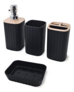 Set X 4 Piezas Accesorios Para Baño Plástico Otten Negro / Camel