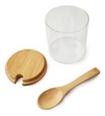 Set X 3 Frascos Vidrio Con Tapa Base Cuchara Bambú Otten Marrón Claro - Imagen 6